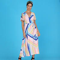 Wholesale Custom Dress Women Print Dress Wrap Dress Factory