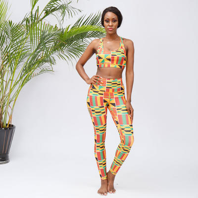 High Quality african print yoga set women yoga pants sports bra Wholesale-HongYu Apparel