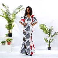 Custom Dress Supplier Women African Wax SlipD ress LaceTrim DH057