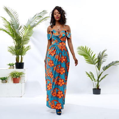 Custom apparel Supplier Women Digital Print Maxi Dress DH079